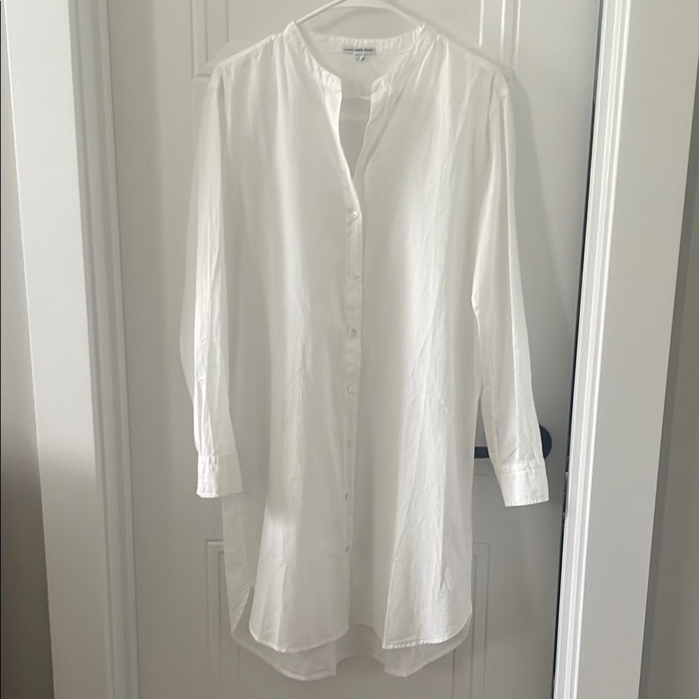 James Perse Classic White Long Sleeve Shirtdress